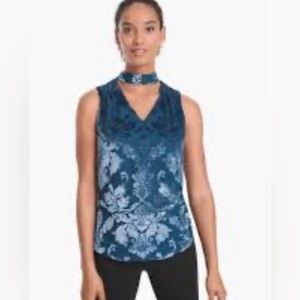 White House Black Market Blue Velvet Sleeveless Top size 6